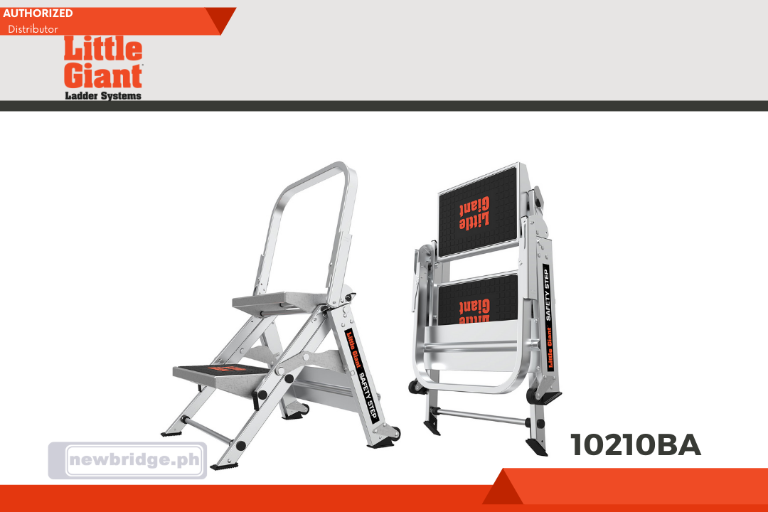 10210BA SAFETY STEP SAFETY STEP, 2-Step Model - ANSI Type IA - 300 lb Rated, Aluminum Step Stool with Handrail