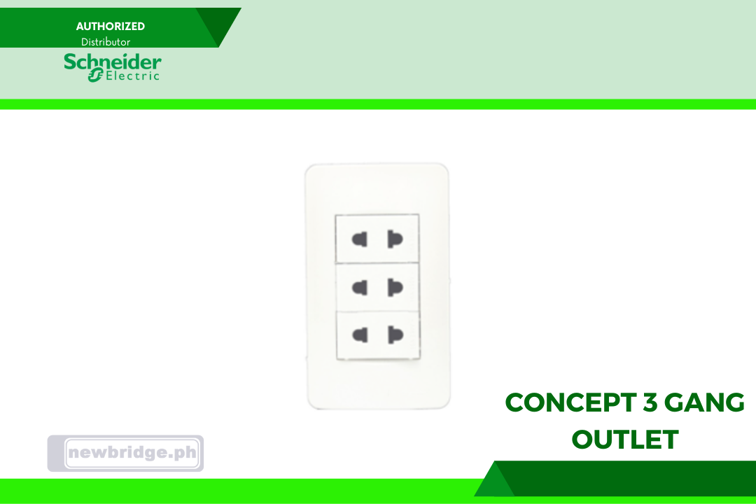 3 Gang Flush Plate w/ Plastic Grid (A3000 WE); 2-Pin Universal Socket Outlet Module w/ Shutter (3426USM WE) - Concept 3 Gang Outlet