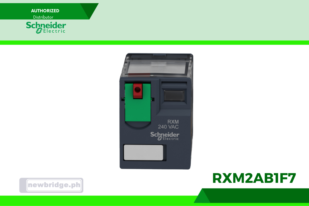 RXM2AB1F7- Harmony, Miniature plug-in relay, 12 A, 2 CO, with lockable test button, 120 V AC