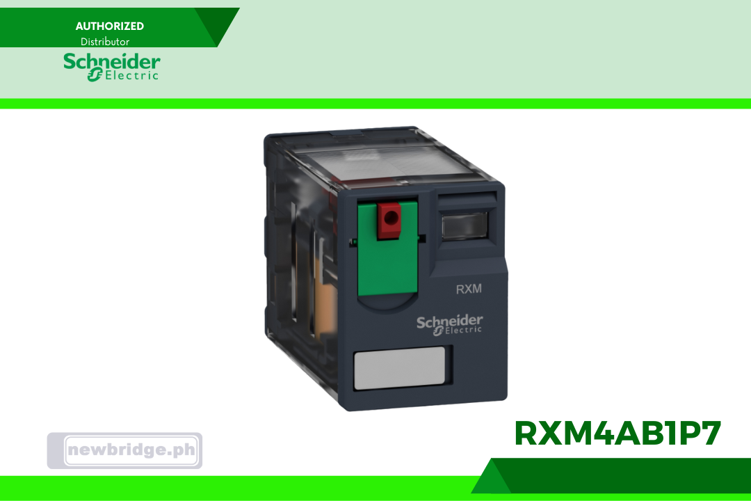 RXM4AB1P7, Harmony, Miniature plug-in relay, 6 A, 4 CO, with lockable test button, 230 V AC