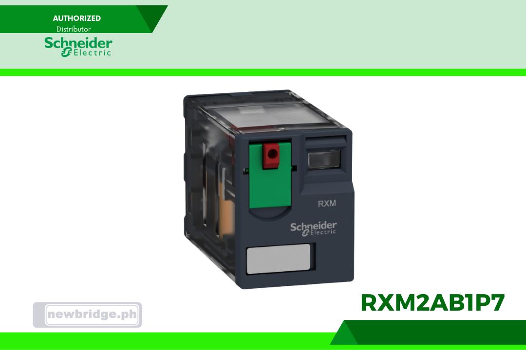 RXM2AB1P7- Harmony, Miniature plug-in relay, 12 A, 2 CO, with lockable test button 230 V AC