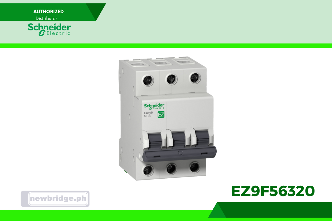 EZ9F56320, Miniature circuit breaker, Easy9, 3P, 20 A, C curve, 6000 A