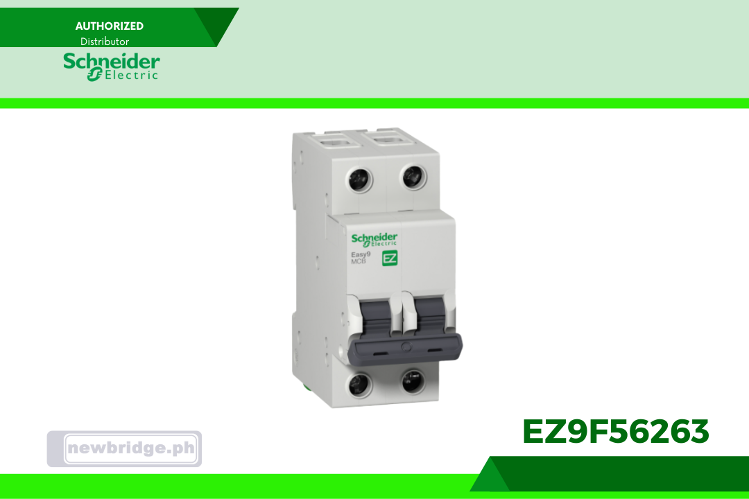EZ9F56263 - Miniature Circuit Breaker, Easy9, 2P, 63 A, C curve, 6000 A