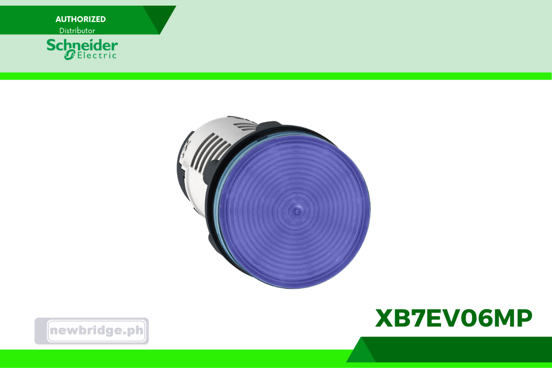 XB7EV06MP- Harmony, Monolithic pilot light, plastic, blue, Ø22, integral LED, 230…240 V AC