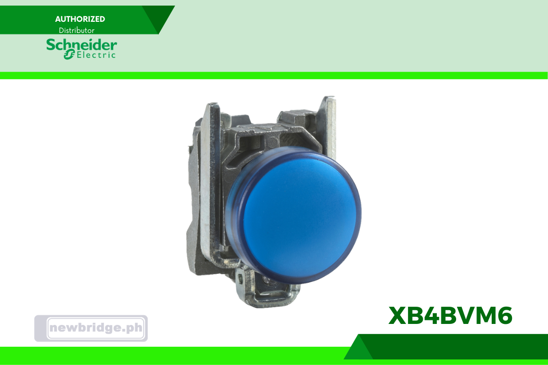 XB4BVM6, Harmony XB4, Pilot light, metal, blue, Ø22, plain lens with integral LED, 230-240 VAC