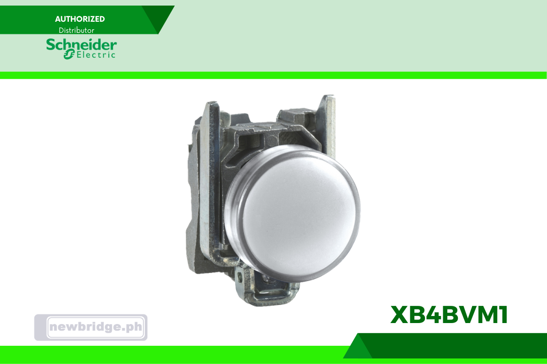 XB4BVM1- Harmony, Pilot light, metal, white, Ø22, plain lens with integral LED, 230...240 VAC