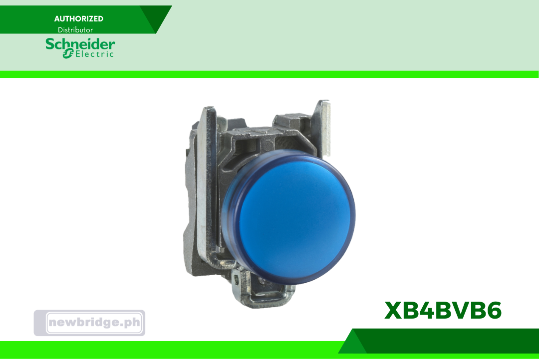 XB4BVB6- Harmony, Pilot light, metal, blue, Ø22, plain lens with integral LED, 24 V AC/DC