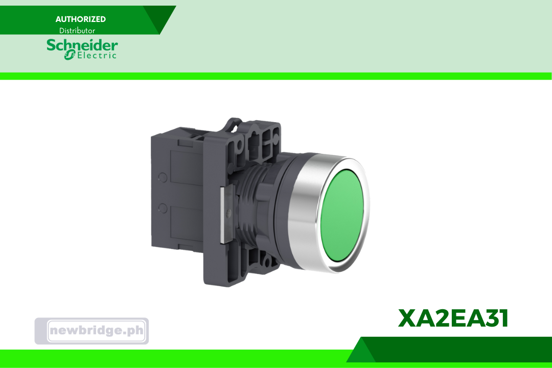 XA2EA31- Easy Harmony, Push button, plastic, flush, green, Ø22, spring return, unmarked, 1 NO