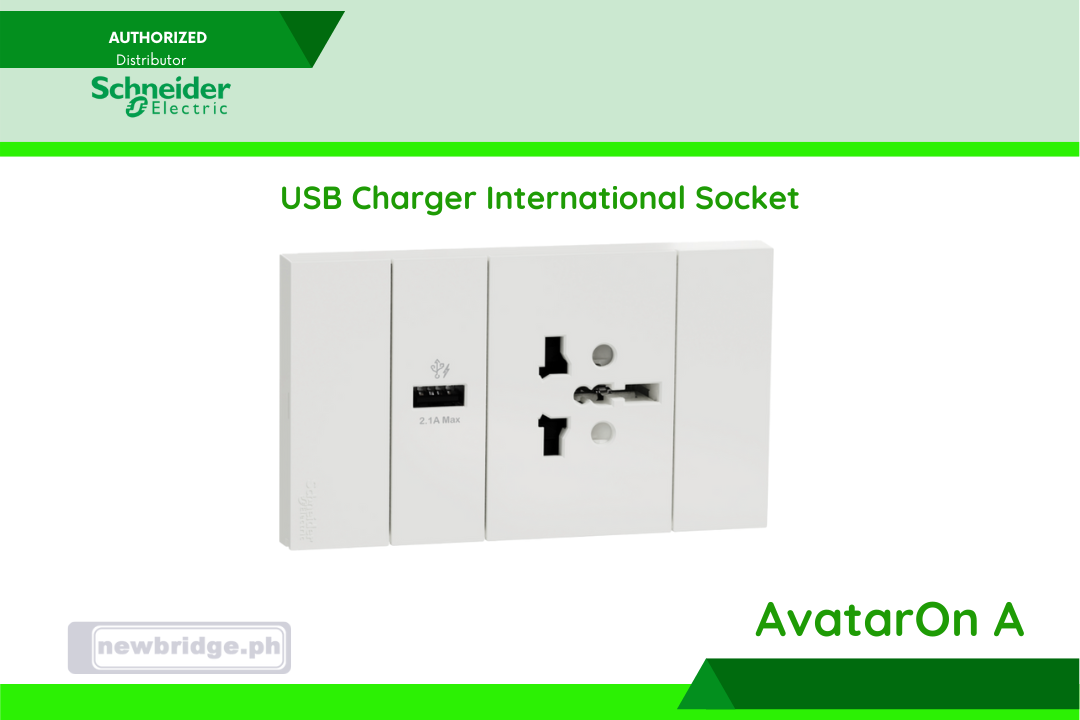 AvatarOn A 16A 250V USB Charger International Socket White (A70426USB_IS_WE)