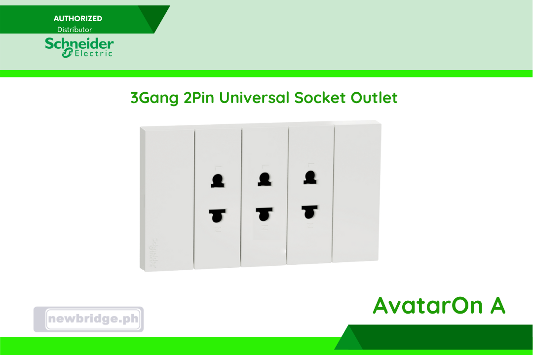 AvatarOn A 3G 2 Pin Universal Socket-outlet White, (M3T03_WE); 16A 250V  3x(M3T426US_WE)
