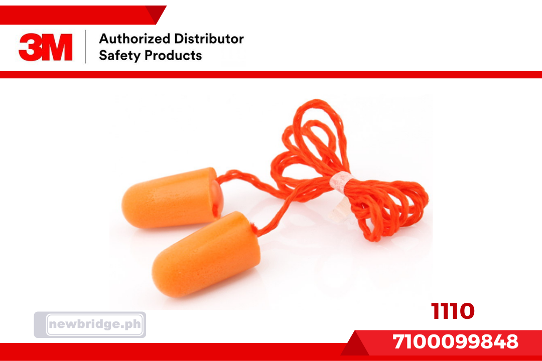 1110, 3M™ Foam Earplugs, Corded, 3M ID 7100099848