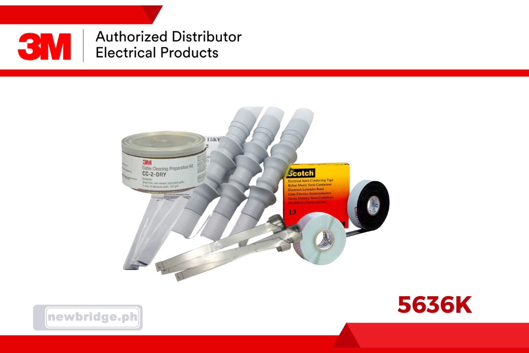 5636K, 3M™ Cold Shrink QT-II Termination Kit , Tape, Wire and UniShield®, 5-15 kV, 1.10-1.65 in (28-42 mm) Cable Insul. O.D., 3 terminations/kit