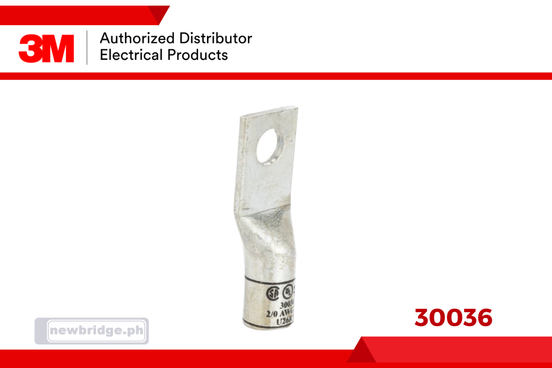 30036, 3M™ Scotchlok™ Copper One Hole Lug, up to 35 kV, 2/0 AWG, Stud Size 3/8 (10), Black